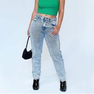 Princess Polly Zaiden Straight Leg Jeans Light Wash Denim NWT